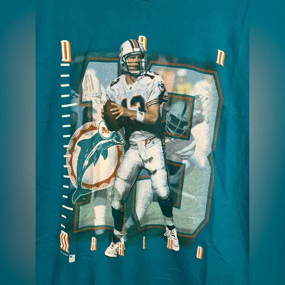 Vintage 1996 Dan Marino Miami Dolphins Single Stitch T Shirt Men’s 2XL USA - Picture 7 of 16